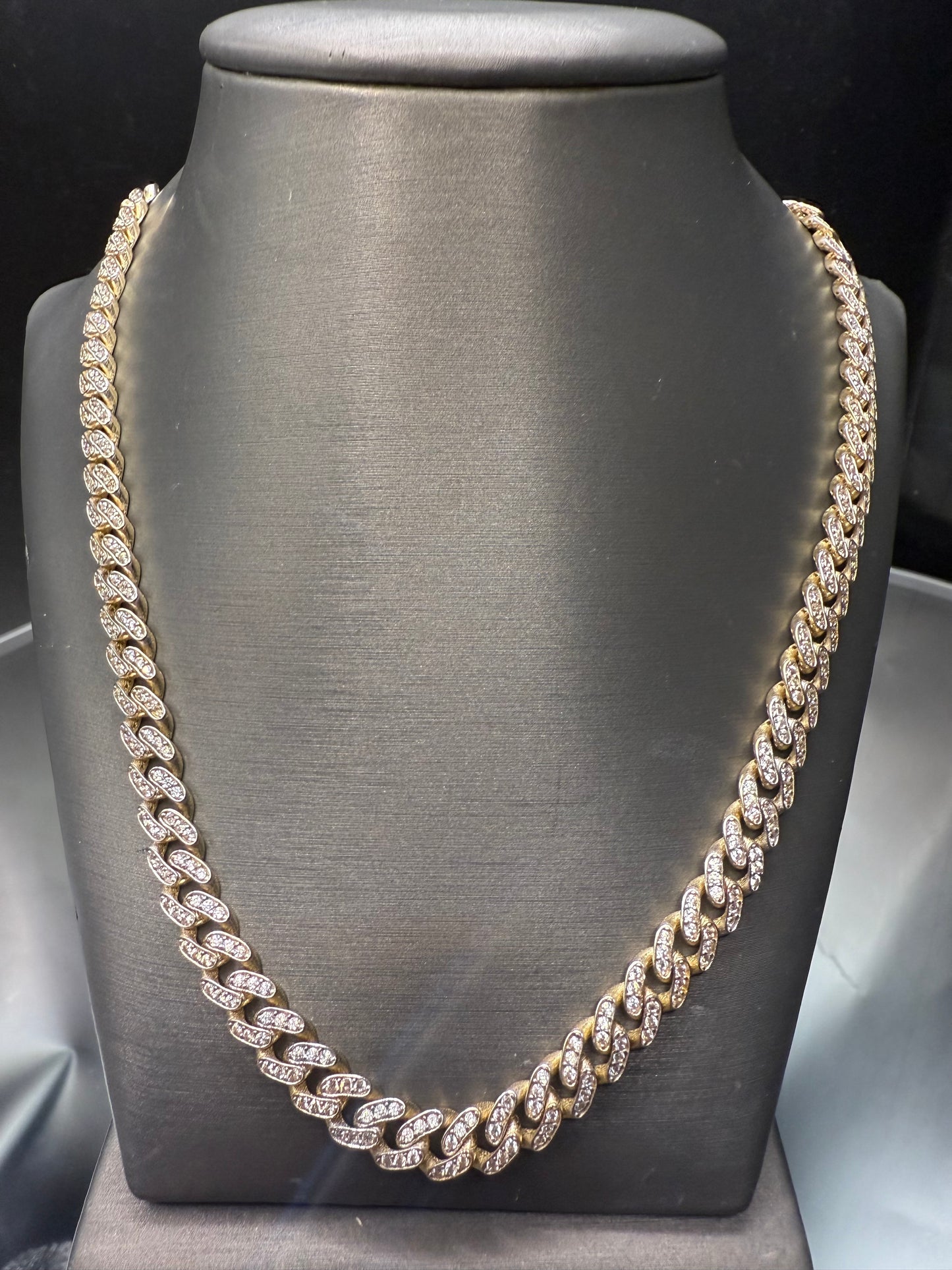 14k Solid Gold Chain with Cubic Zirconia Gems