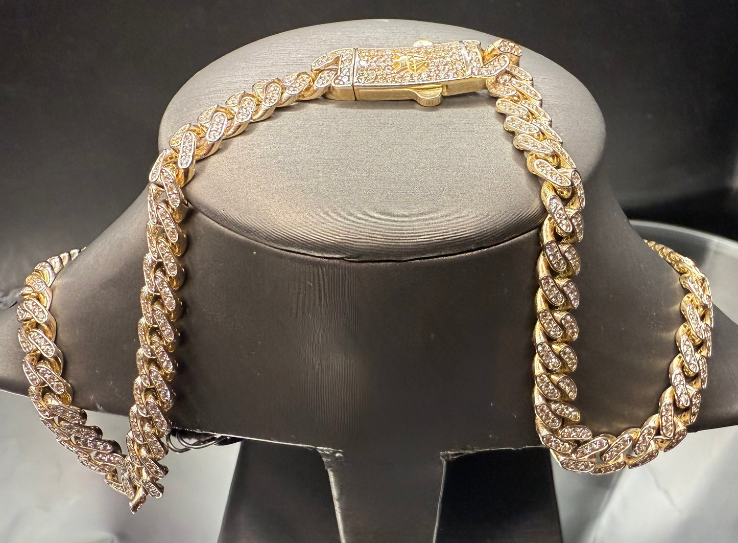 14k Solid Gold Chain with Cubic Zirconia Gems